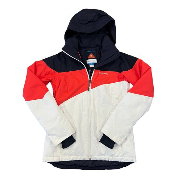 Columbia Women's White/Red/Navy Hooded Ski/Snowboard Jacket - SIZE S - Picture 1 of 9